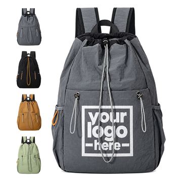 Drawstring Backpack With Vertical Front Pockets