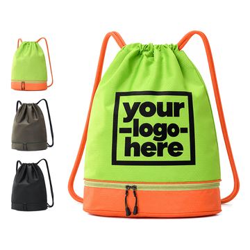 Two-Compartment Drawstring Backpack With A Gusseted Body