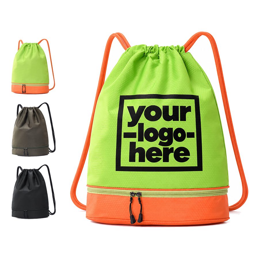 Two-Compartment Drawstring Backpack With A Gusseted Body