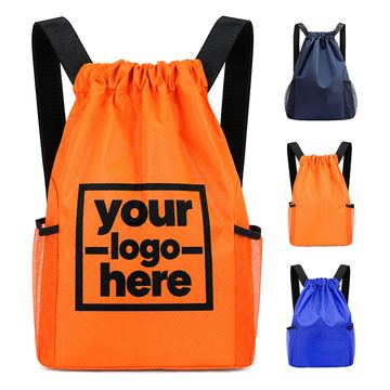 Wide-Strap Oxford Cloth Drawstring Backpack With Gusseted Base
