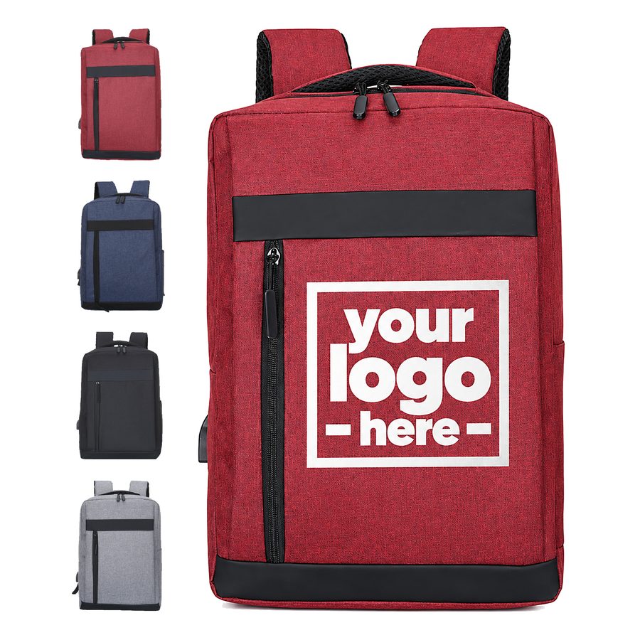 Rectangular Laptop Backpack With Side Pockets