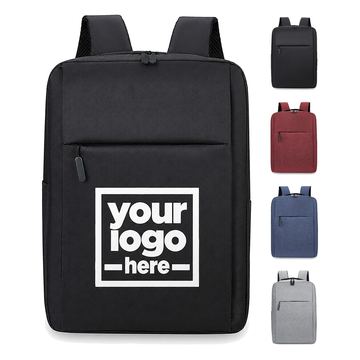 Rectangular Canvas Backpack With Front Pocket