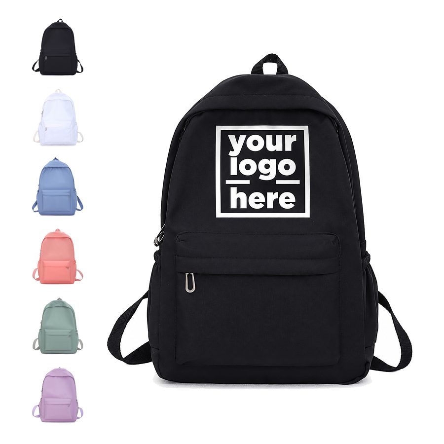 Nylon Blend Backpack With Front And Side Pockets