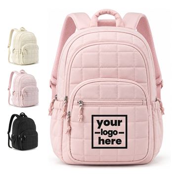 Quilted Nylon Backpack With Rear Luggage Strap