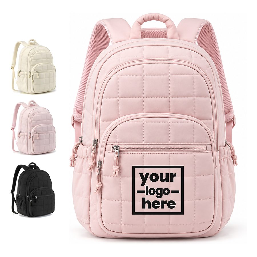 Quilted Nylon Backpack With Rear Luggage Strap