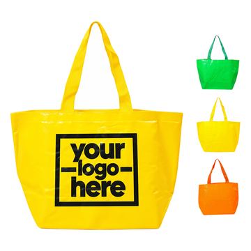 Laminated Woven Tote With Gusseted Bottom