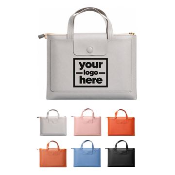 Twin-Handle Briefcase With Snap-Tab Front Pocket