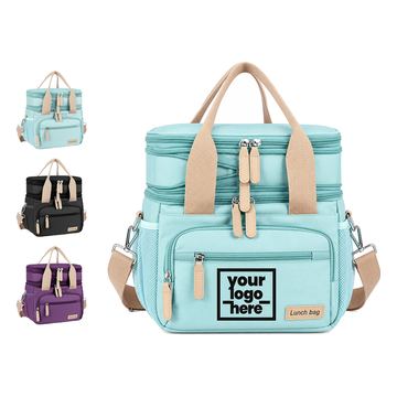 Two-Compartment Lunch Bag With Mesh Pockets