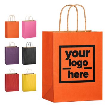 Ribbed Kraft Shopping Tote With Flat Bottom