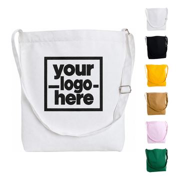Gusseted Cotton Crossbody Tote Bag