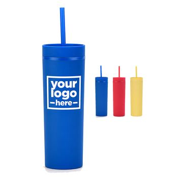 Tapered Polypropylene Tumbler With Straw