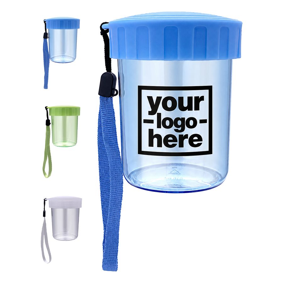Travel Cup With Ribbed Lid And Wrist Strap