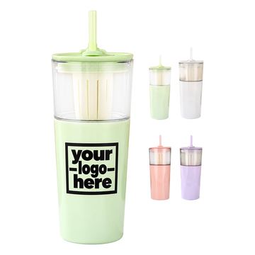 Straw Tumbler With Transparent Upper Section
