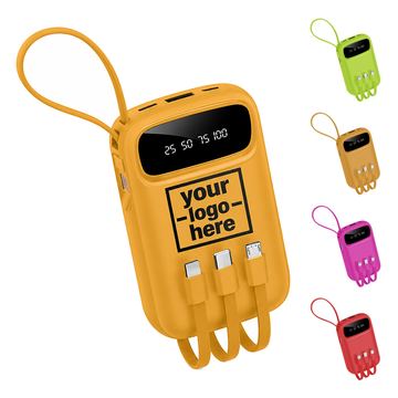 Three-Cable Power Bank With Digital Battery Display