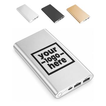Slim Metal Power Bank With Dual Charging Outputs