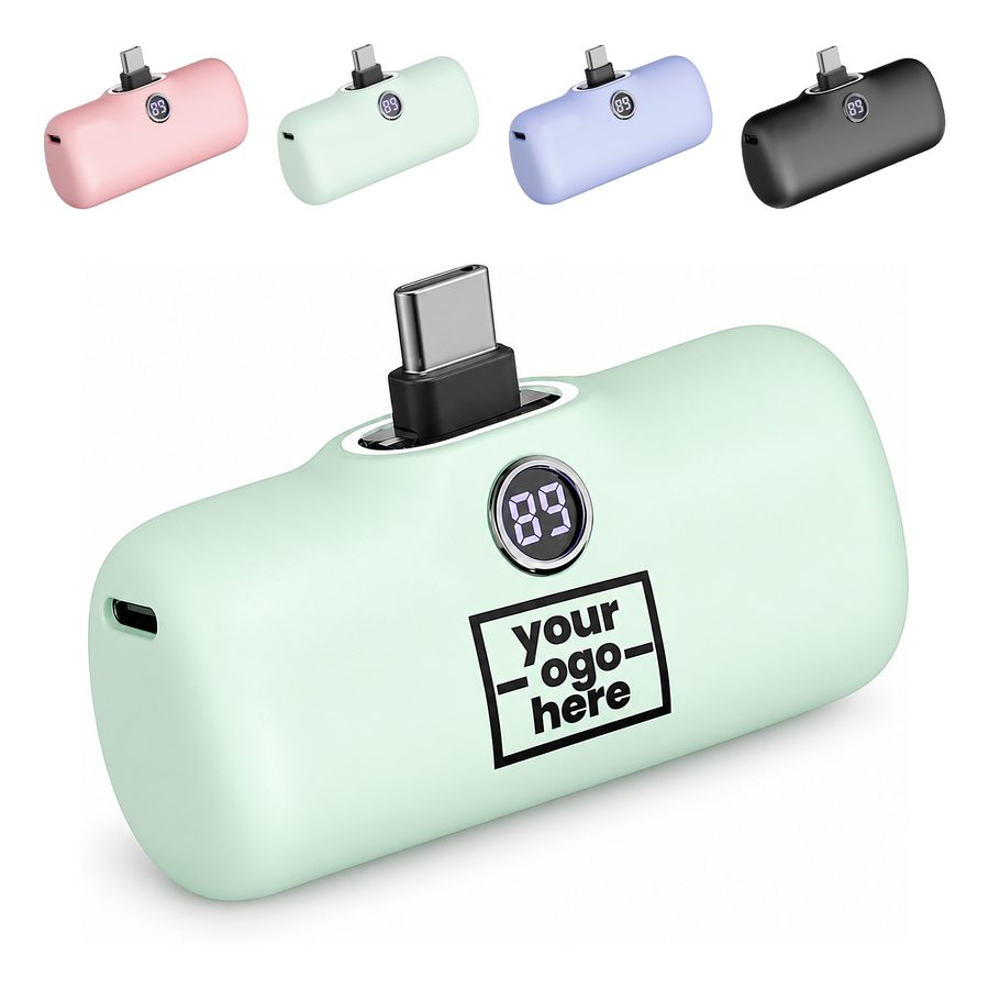 Capsule-Shaped Power Bank With Digital Battery Display