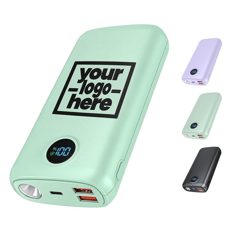 Rounded Plastic Power Bank With Flashlight
