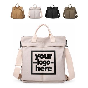 Convertible Canvas Tote With Pleated Front