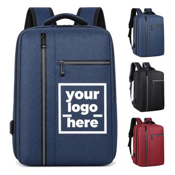 Rectangular Laptop Backpack With Padded Shoulder Straps