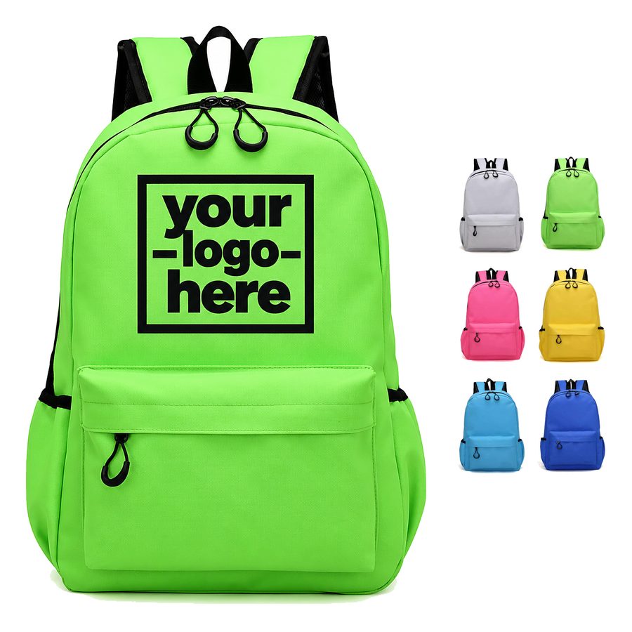 School Backpack With Covered Front Pocket And Cord Pulls