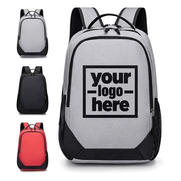 Oxford Fabric Laptop Backpack With Contrasting Lower Panel