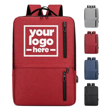 Oxford Cloth Laptop Backpack With Two Vertical Front Pockets