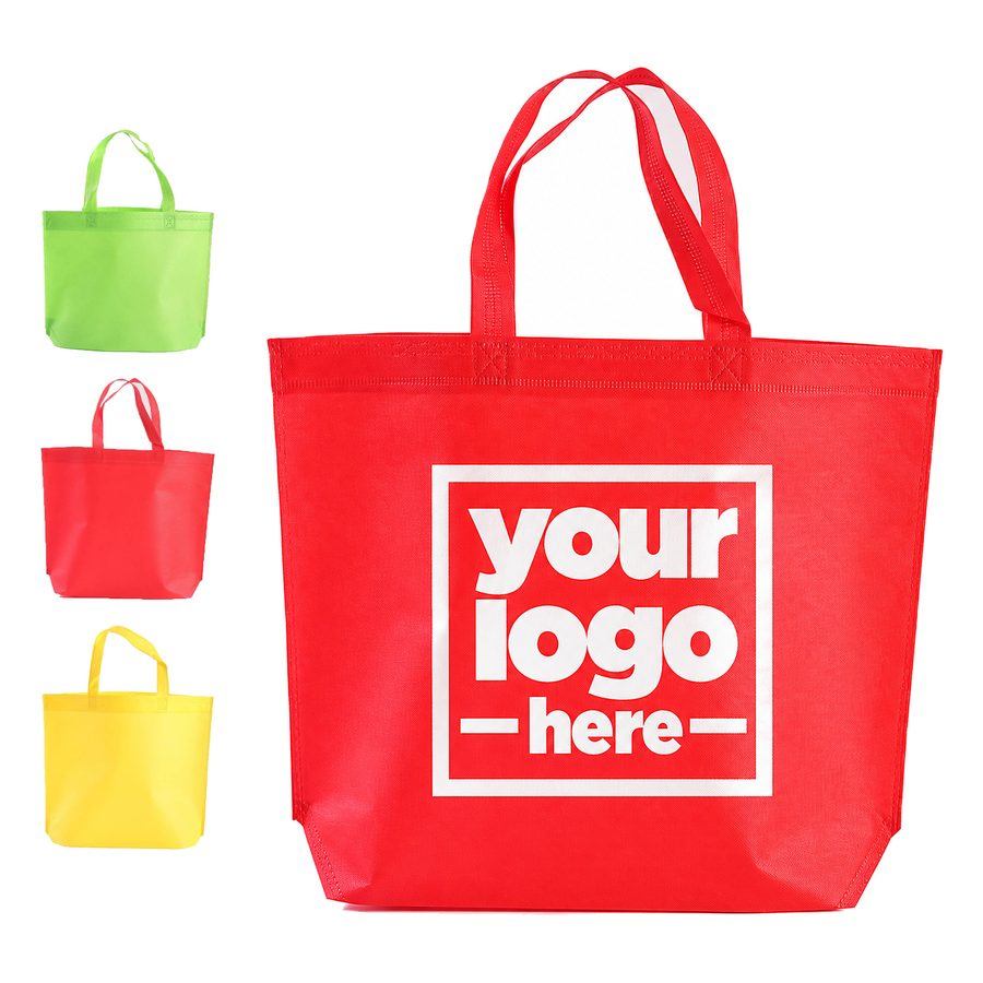 Gusseted Nonwoven Tote With Reinforced Handle Attachments