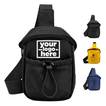 Nylon Sling Bag With A Drawstring Front Pocket