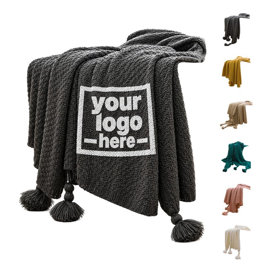 Textured Throw Blanket With Ribbed Edges