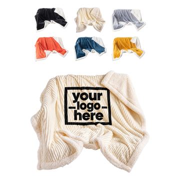 Ribbed Plush Fleece Blanket With Sherpa Backing