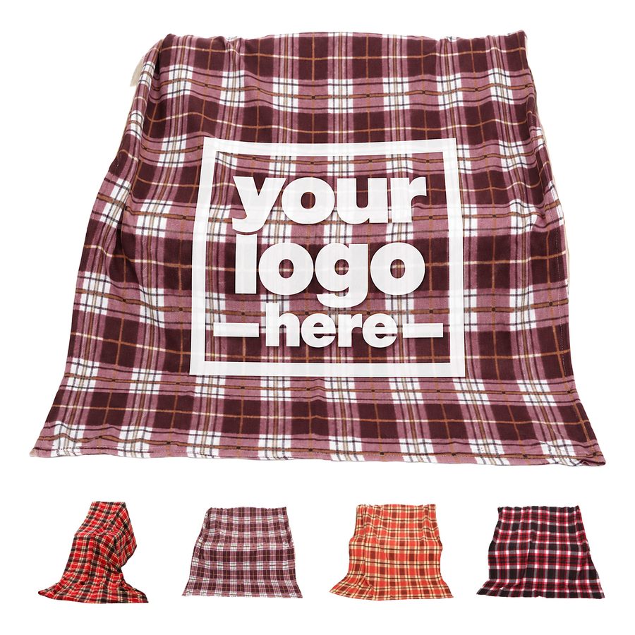 Plaid Blanket With Bound Edges