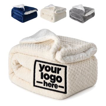 Fleece Blanket With Textured Face And Sherpa Reverse