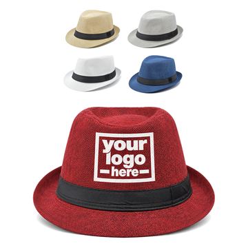 Woven Fedora Hat With Shaped Brim