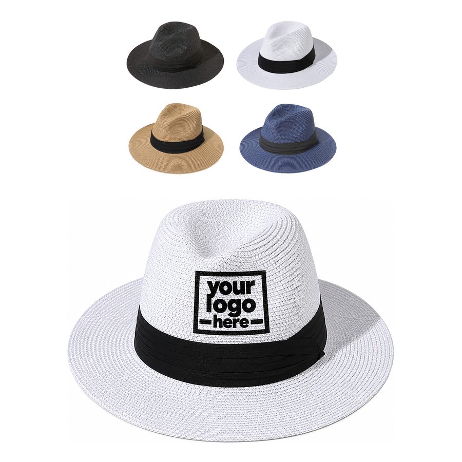 Straw Fedora With A Fabric Hatband