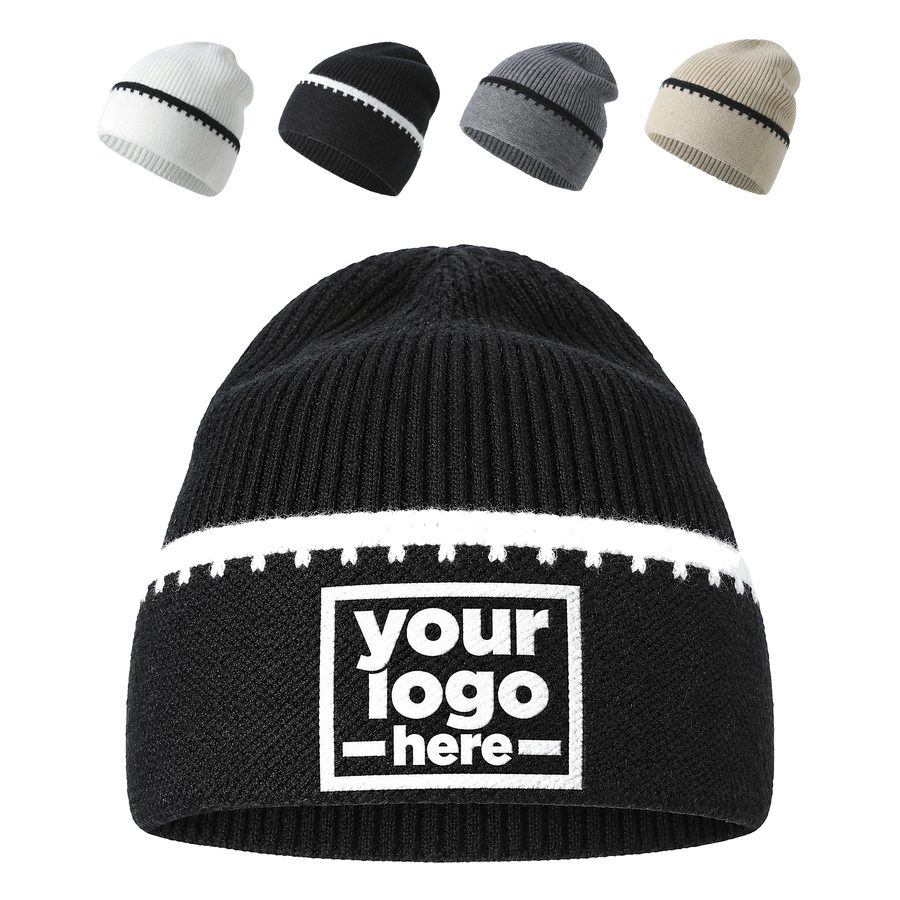 Youth Beanie With Contrast Knitted Stripe