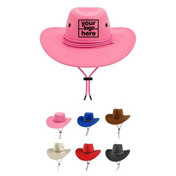 Wide-Brim Cowboy Hat With An Adjustable Chin Cord