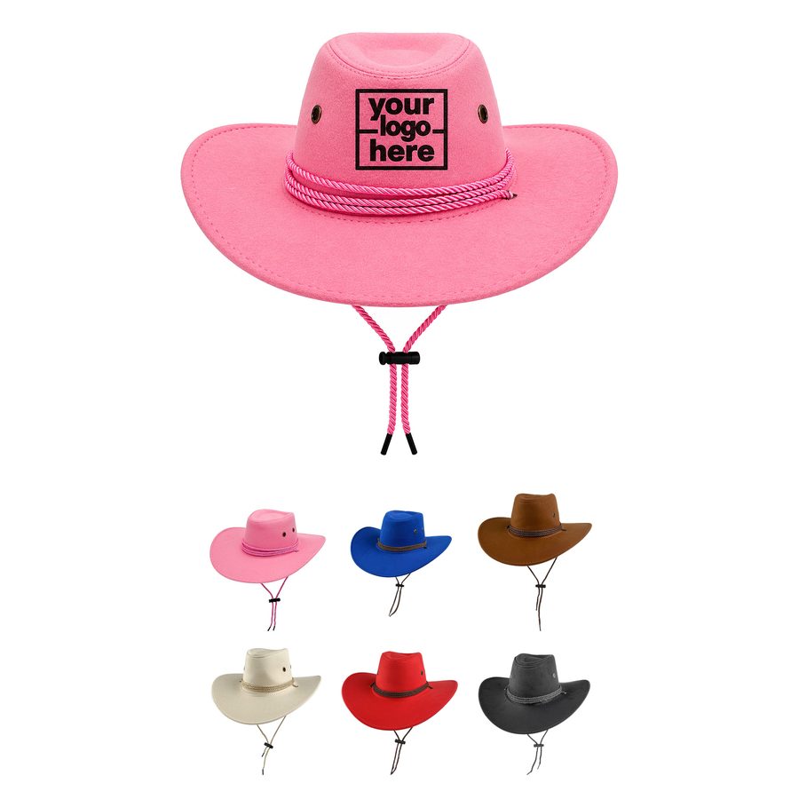 Wide-Brim Cowboy Hat With An Adjustable Chin Cord
