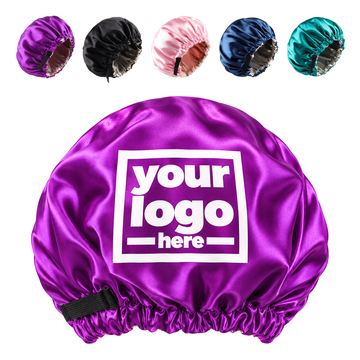 Shower Cap With Adjustable Band And Satin Shell