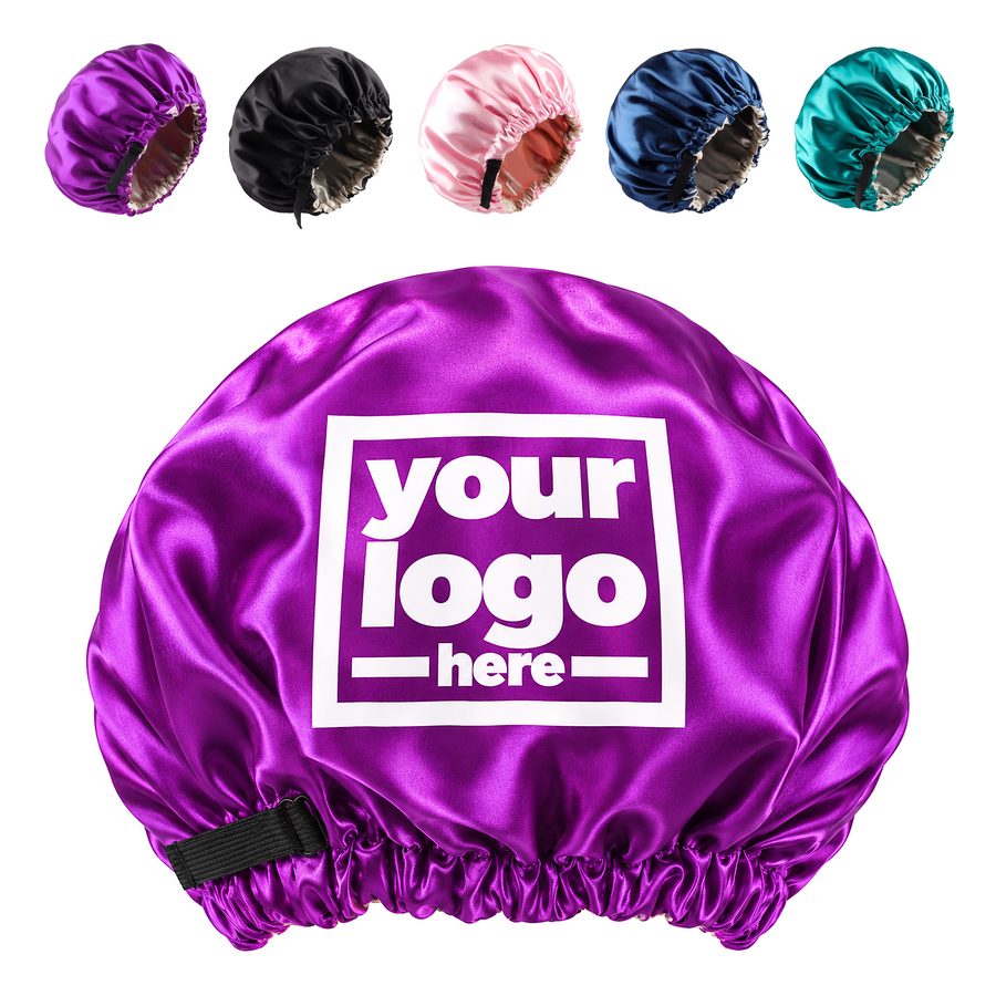Shower Cap With Adjustable Band And Satin Shell