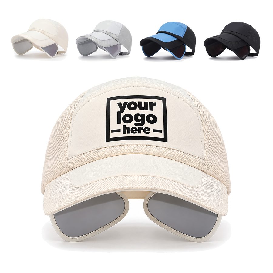 Mesh-Crown Cap With Two Side Shields