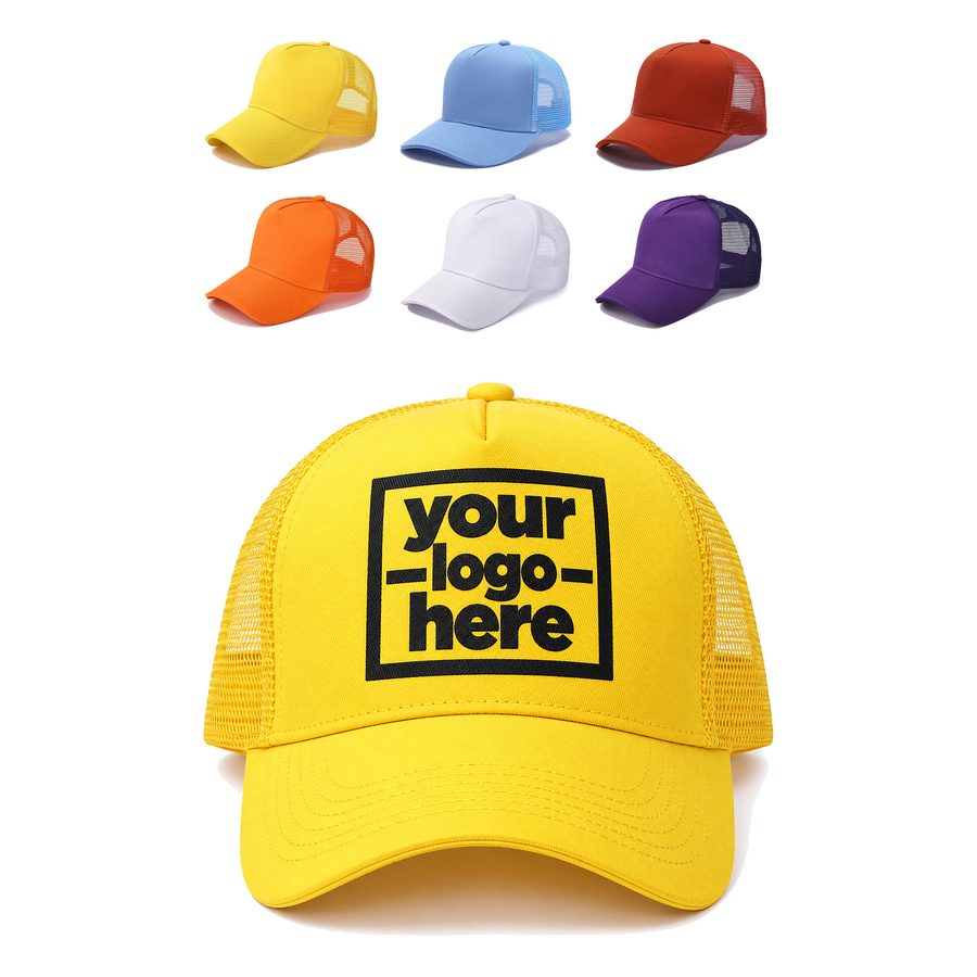 Curved-Brim Snapback Cap With Mesh Sides