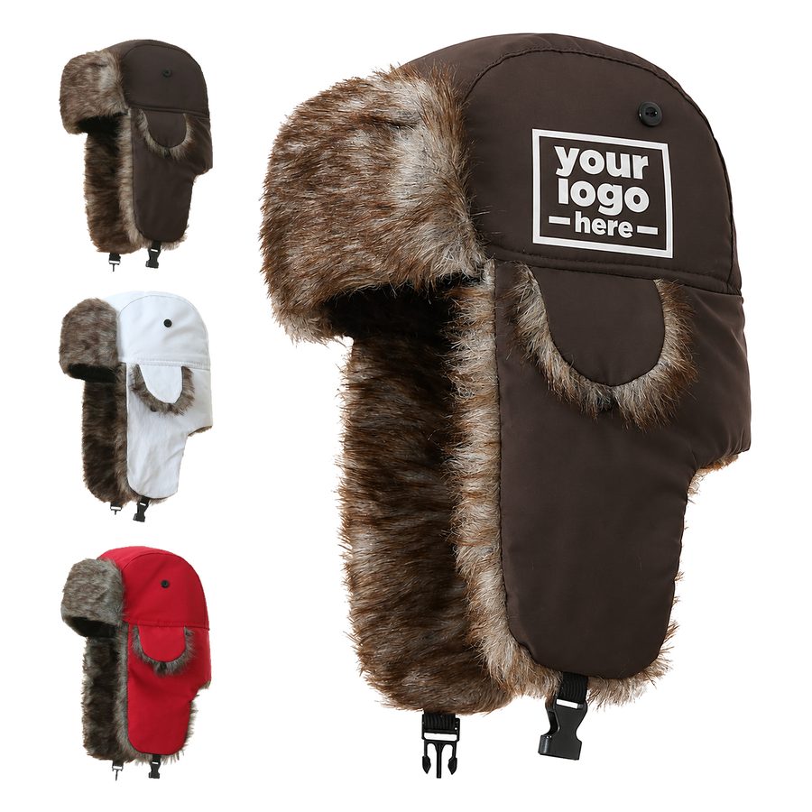 Fabric Trapper Hat With Chin Buckle