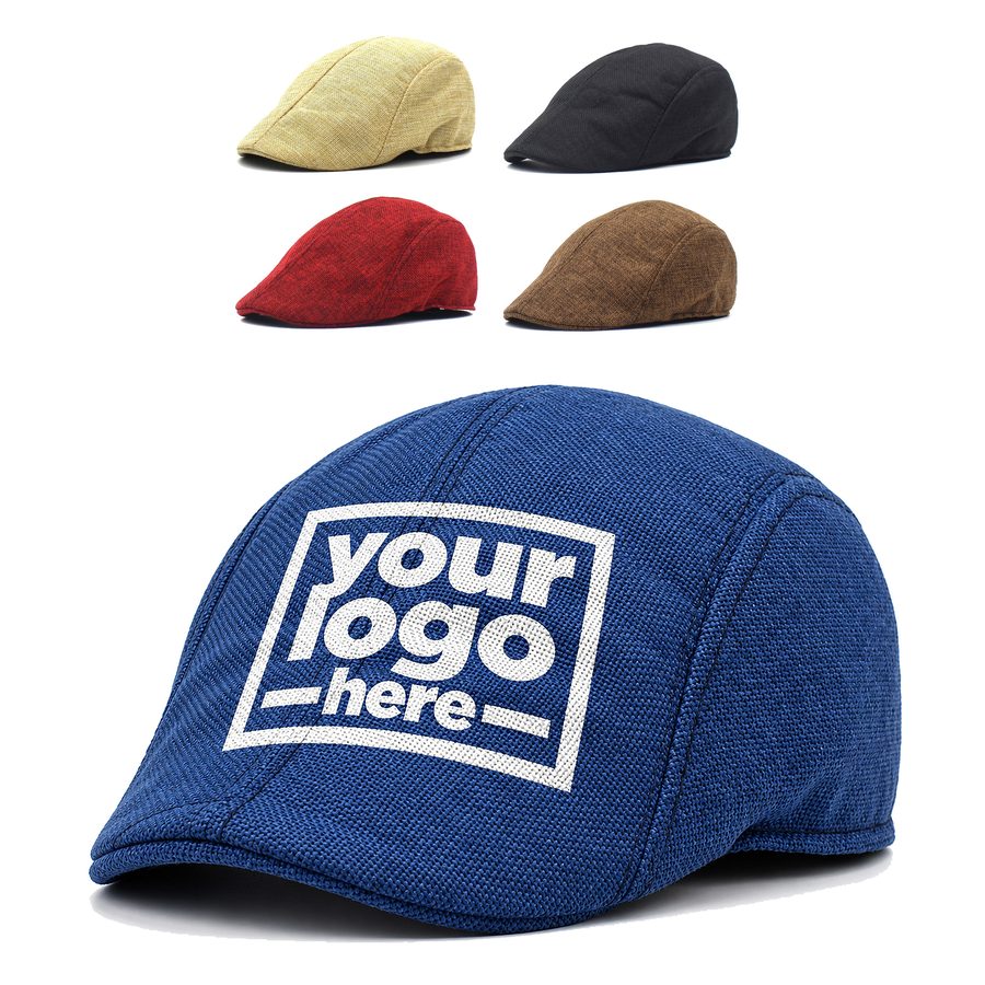 Paneled Linen Flat Cap