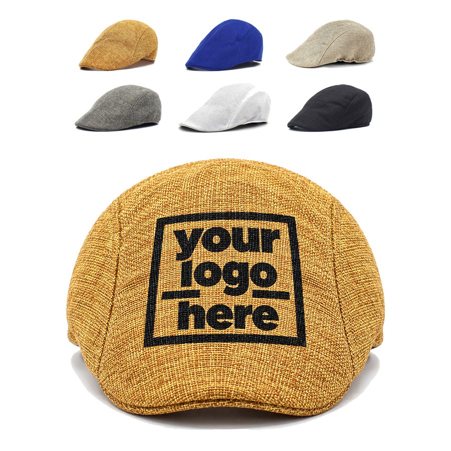 Linen Flat Cap With Elasticized Back