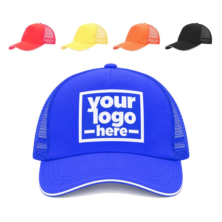 Sandwich-Edge Trucker Cap With A Covered Top Button