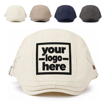 Cotton Flat Cap With Metal Side Buckles
