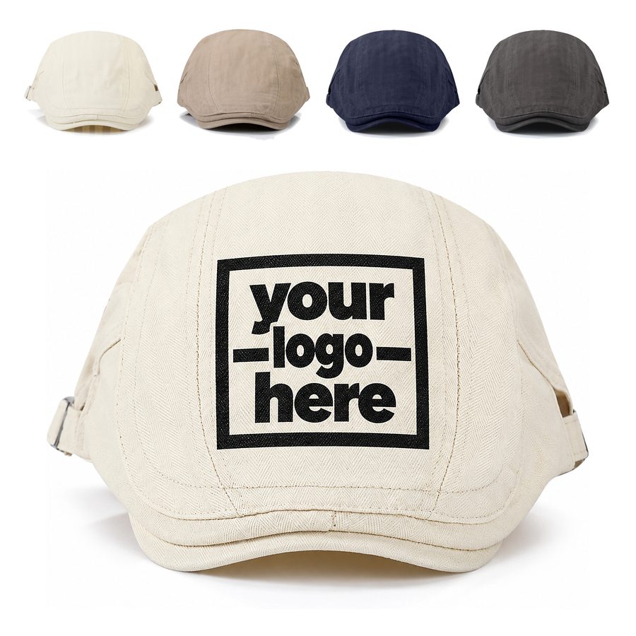Cotton Flat Cap With Metal Side Buckles