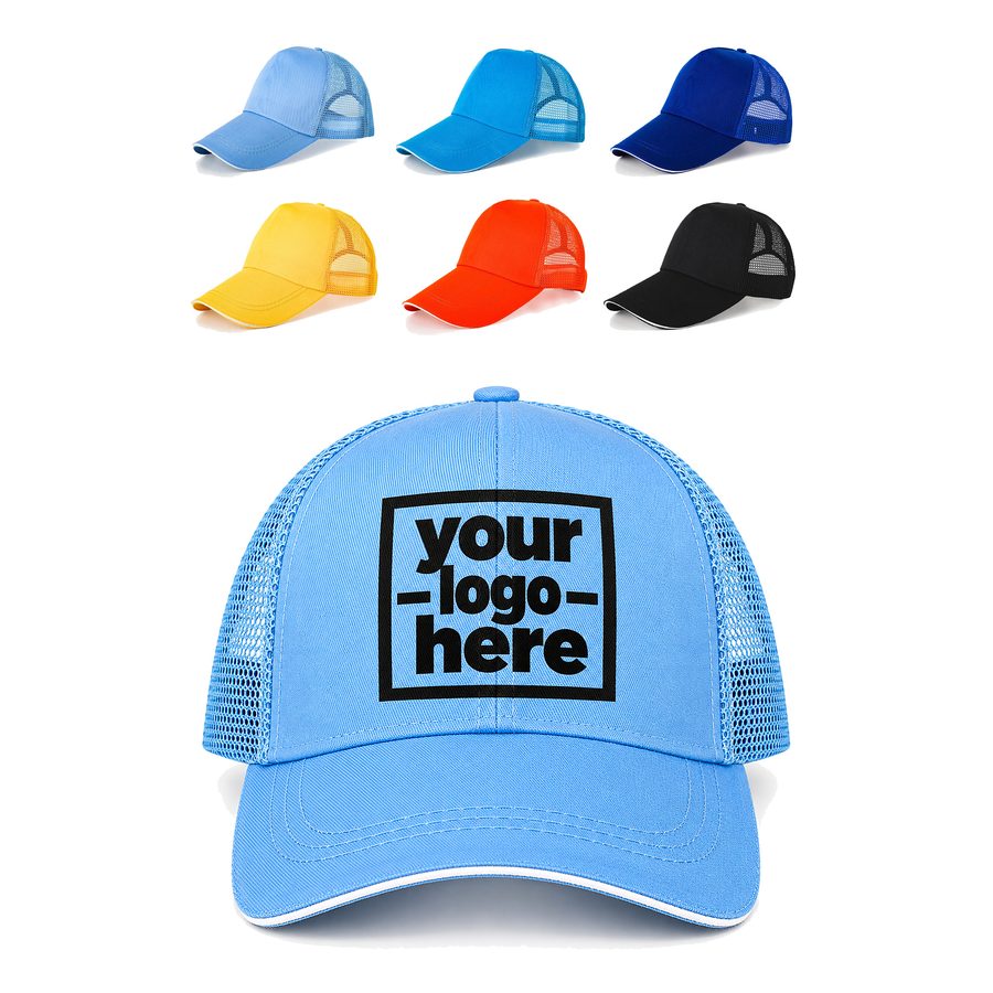 Piped-Bill Trucker Cap With Mesh Panels