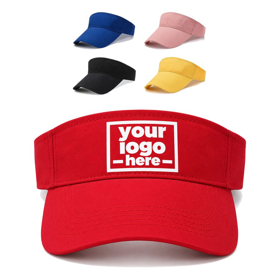 Cotton Sun Visor With Curved Stitched Brim