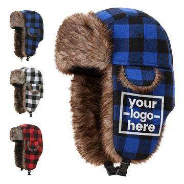 Plaid Trapper Hat With Long Ear Flaps